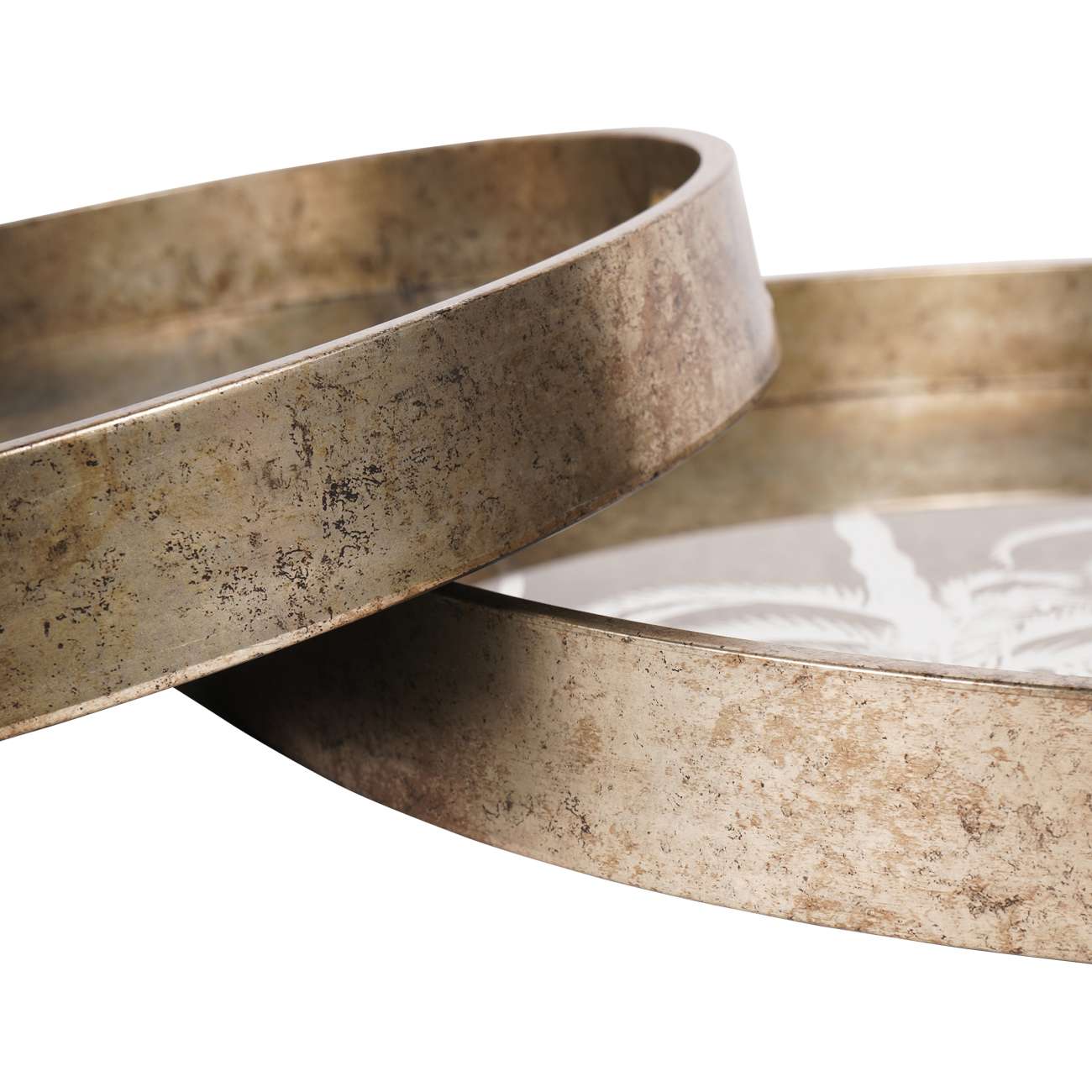 Set of 2 Gold Palm Tree Trays